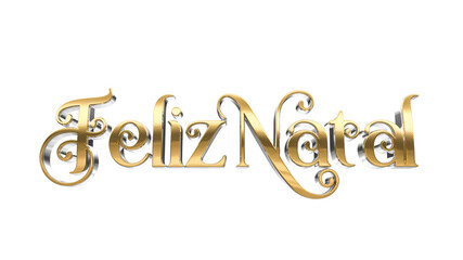 3D Feliz Natal Dourado 