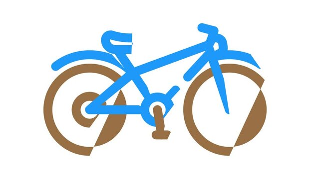 bicycle transport color icon animation