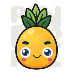 Obraz premium The smiling and cute pineapple. Isolated Vector Illustration