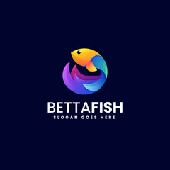 Vector Logo Illustration Betta Fish Gradient Colorful Style.