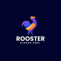 Vector Logo Illustration Rooster Gradient Colorful Style.