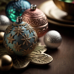 Christmas Ornaments on Table