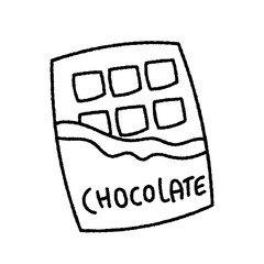 シンプルでかわいい板チョコレートのイラスト素材　線画