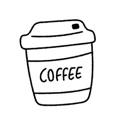 シンプルでかわいいテイクアウトコーヒーのイラスト素材　線画