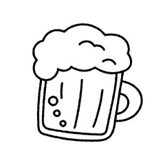 シンプルでかわいい生ビールのイラスト素材　線画