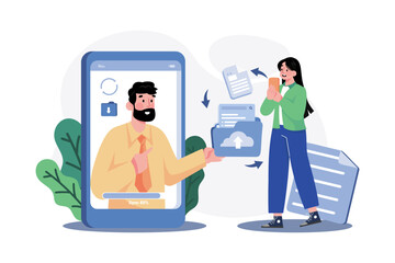 Online File Sharing Illustration concept on white background