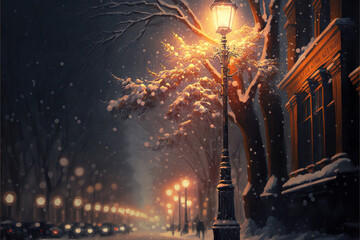 night city street snow