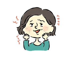 Obraz premium 乾燥肌に悩む女性の手描きイラスト素材 肌トラブル