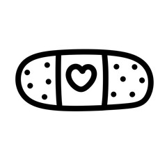 Adhesive plaster with hearts medical line icon.
