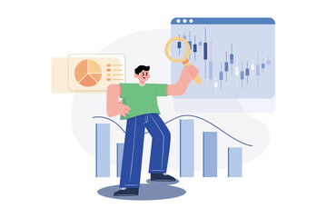 Stock Market Research Illustration concept on white background