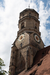 West tower of the Stiftskirche (Collegiate Church) in Stuttgart, Germany