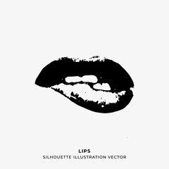 bitting lips silhouette illustration vector