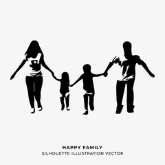happy family silhouette illustration vector