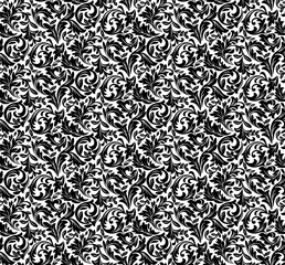 Flower pattern. Seamless white and black ornament. Graphic vector background. Ornament for fabric, wallpaper, packaging