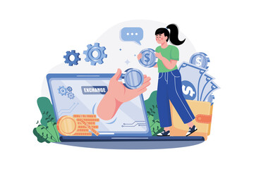 Cryptocurrency Exchange Illustration concept on white background