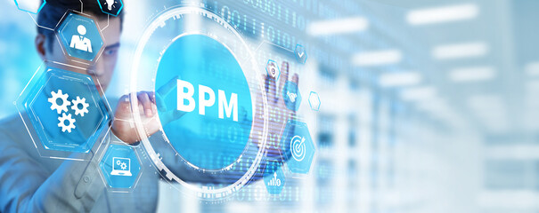 BPM Business process management system technology concept.