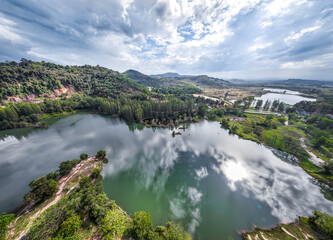 Aerial view of Liwong Lake in Songkhla, Thailand