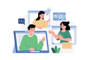 Online Meeting Illustration concept on white background