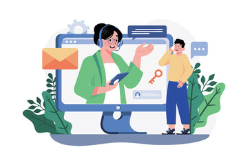 Customer Service Illustration concept on white background