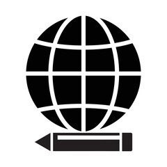 Article, pen, world icon