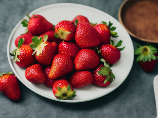 Plate full of strawberries