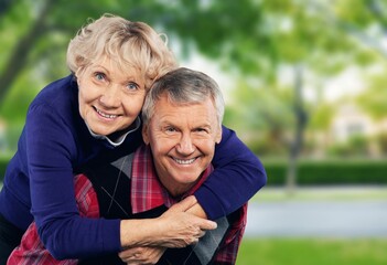 Happy senior loving couple together