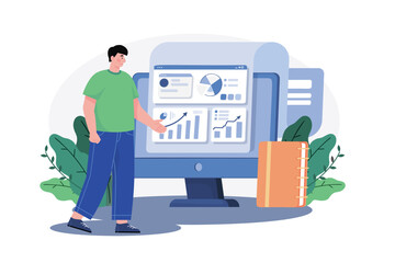 Man Working On The Business Datasheet