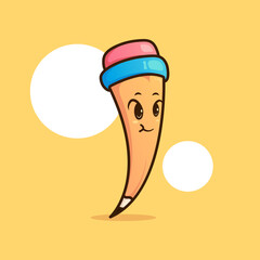 Cute adorable cartoon stationery yellow pen pencil boy illustration for sticker icon mascot and logo