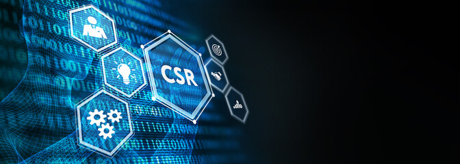 Obraz premium CSR abbreviation, modern technology concept. Business, Technology, Internet and network concept. 3d illustration