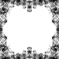 square smoke frame  - black abstract smoky border in transparent background