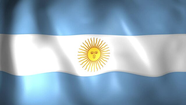 Animation of the Argentine Republic flag. 4K. Argentina flag flying, Argentine flag render animation