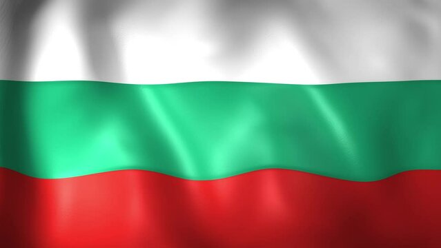 Animation of the Bulgarian flag. 4K. Bulgaria flag flying, Republic of Bulgaria flag render animation