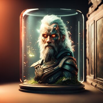 An Image Of A Man In A Glass Jar, A Character Portrait, Fantasy Art