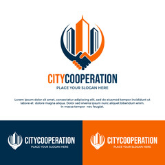 City cooperation vector logo template