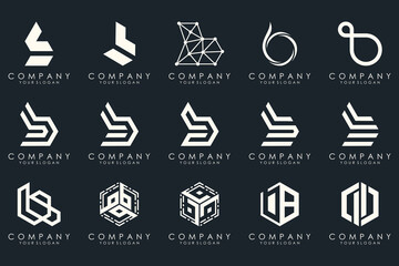 Fototapeta premium Set of creative letter B logo design template. icons for business of luxury, elegant, simple.