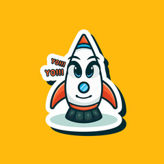 Cute adorable cartoon robot tech flying astronaut rocket illustration for sticker icon mascot logo