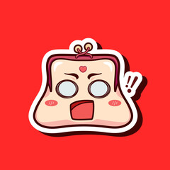 Cute adorable cartoon money saving fashion girl wallet pouch illustration sticker icon mascot logo