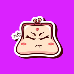 Cute adorable cartoon money saving fashion girl wallet pouch illustration sticker icon mascot logo