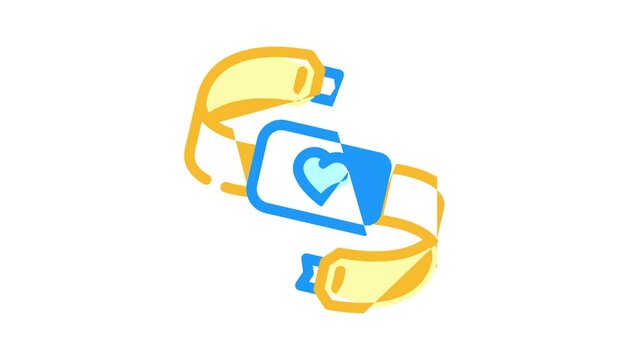 cardio tape with heart color icon animation