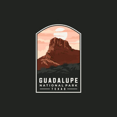 Guadalupe national park vector template. Texas landmark illustration in patch emblem style.
