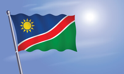 Nambia flag against a blue sky