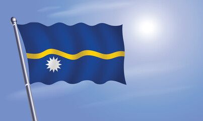 Nauru flag against a blue sky