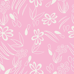 Obraz na płótnie Canvas Pink and white abstract floral vector repeat