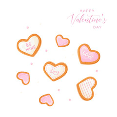 Happy valentine day. with creative love composition of the hearts. Vector illustration. Card with love cookies