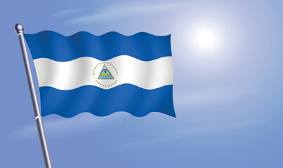 Nicaragua flag against a blue sky