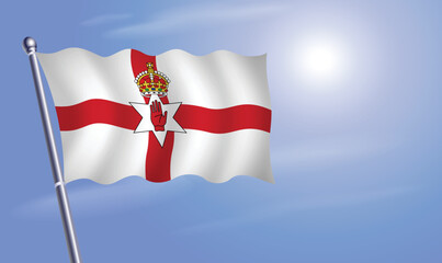 Fototapeta na wymiar Northern Ireland flag against a blue sky