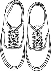 Fashion sneakers. Sneakers shoe .Flat vector illustration. Sneakers line art. Sneakers side view