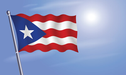 Puerto Rico flag against a blue sky