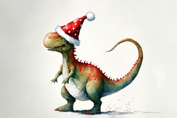 Fototapeta premium dragon dino with a Santa hat