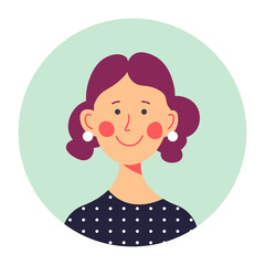 Portrait of cheerful adult woman in middle age